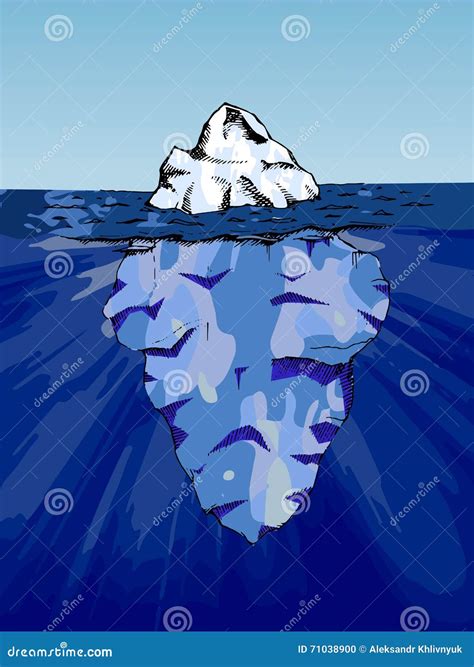 Isberg under vatten stock illustrationer. Illustration av färg - 71038900