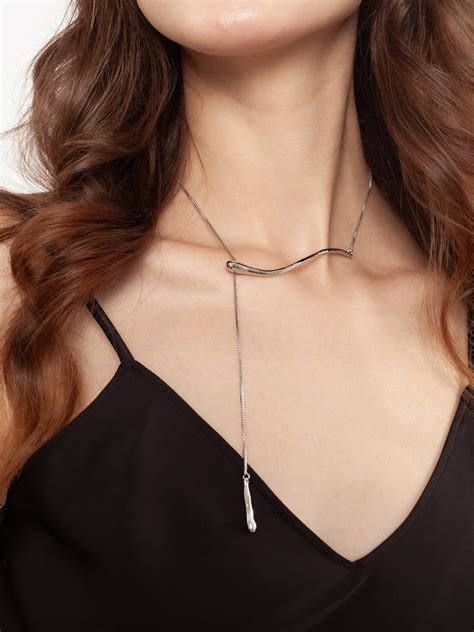 Колье-галстук MUR серебристый. FETISH | 47 Store