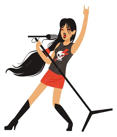 Premium Vector | Pretty female rock singer punk girl singing