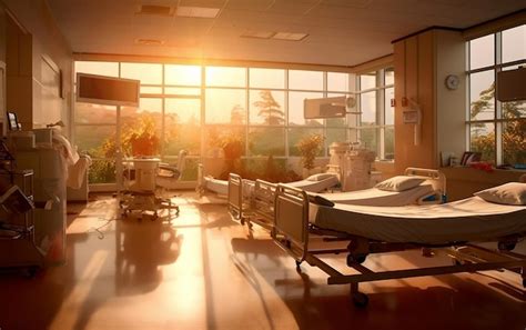 Premium AI Image | Modern hospital ward interior with patient beds