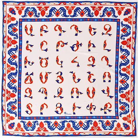 Armenian Alphabet Scarf Armenian Bird Letters Trchnakir Collection AYB