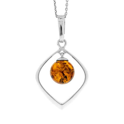 Classic Amber Diamond Bead Pendant