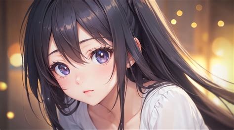 Premium AI Image | Cute girl with kawaii eyes anime style for idea or wallpaper