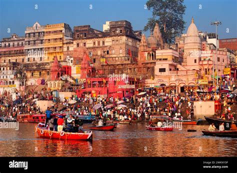varanasi ghats  ganges river stock photo alamy