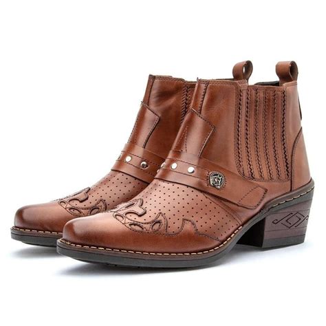 Bota De Couro Country - Bota de Couro Country Cano Curto Clube do Sapato de Franca NS Texan ...