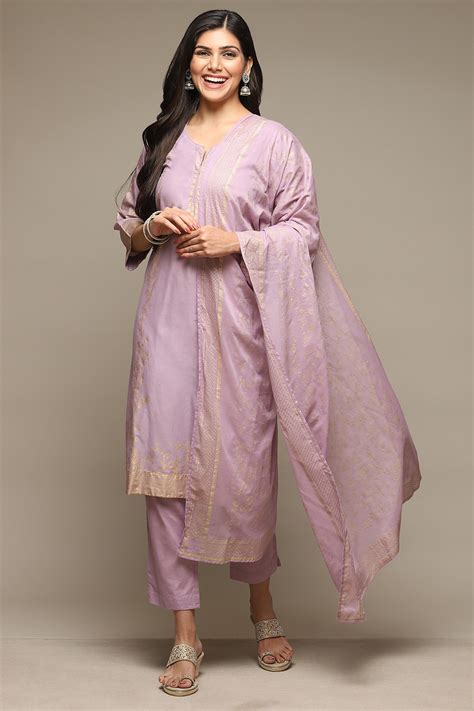 lavender cotton straight kurta pant suit set