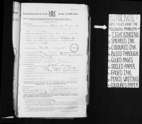 Information of death for Johannes Frederik Brinkman 1834 - 1920