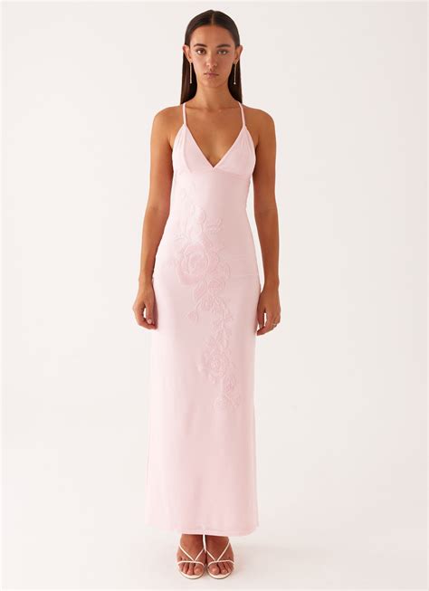 Beki Beaded Mesh Maxi Dress - Pink – Peppermayo US