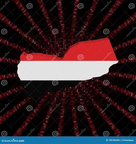 Yemen Map Flag on Red Hex Code Burst Illustration Stock Illustration