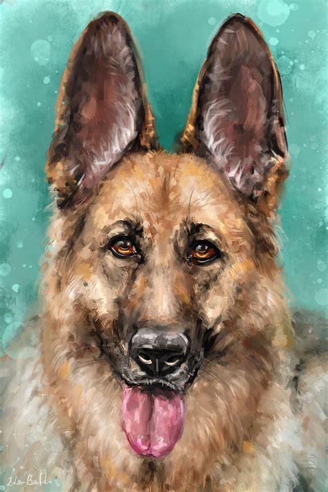 German Shepherd Painting for Dog Lovers Art for German Shepherd Owners Wall Decor German
