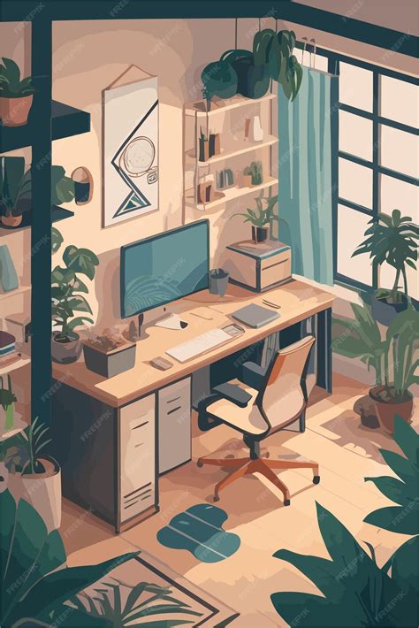 Premium Vector | Inside of workspace for remote worker
