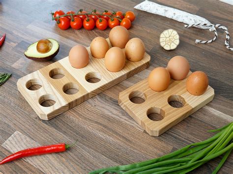 Wooden Egg Tray Holder for Countertop Storage, Handmade Farmhouse Egg ...