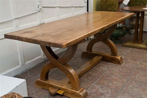 Solid Oak Trestle Table at 1stDibs