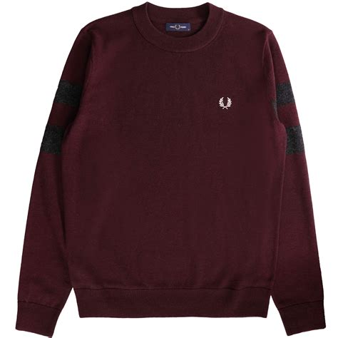 Fred Perry Tipped Sleeve Crew Neck - Oxblood - K4570-597