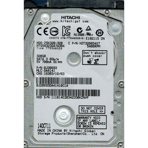 Hitachi HTS543232A7A384 P/N: 0J20693 MLC: DA4141 320GB - Walmart.com ...