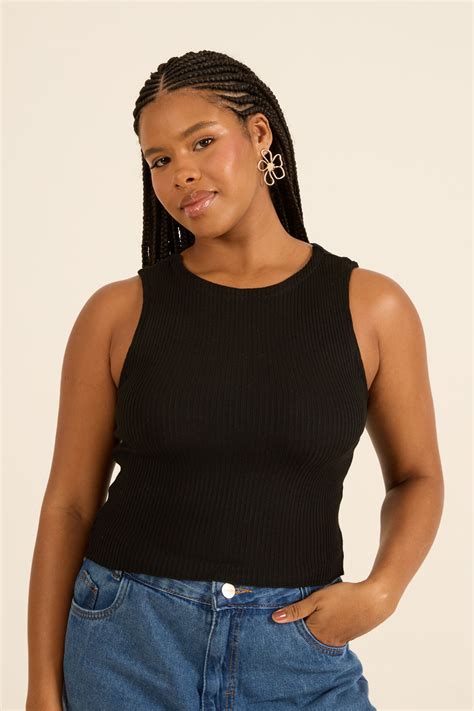 Cropped Cava Americana Em Tricô - Preto - Visual Rio