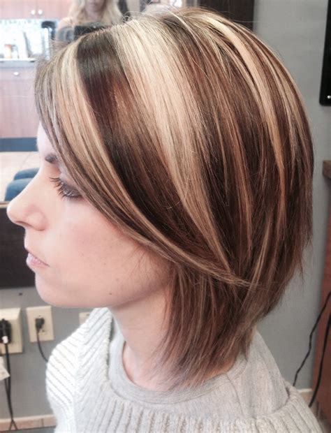 women are asking for blonde highlights in brown short hair 26