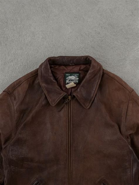 Vintage 90s Brown Roots Collared Leather Jacket (L) – Rebalance Vintage