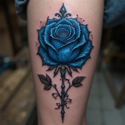 stunning blue rose tattoos  symbolize mystery  beauty