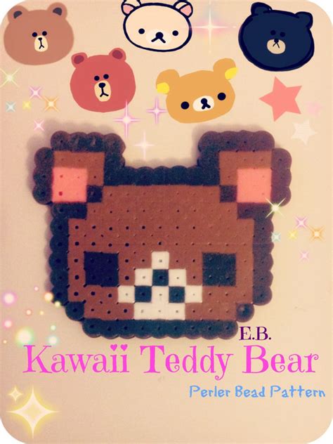an image of a bear made out of perler bead patterns on a white background