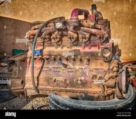 Junkyard Truck Engines - HDR look Stock Photo - Alamy