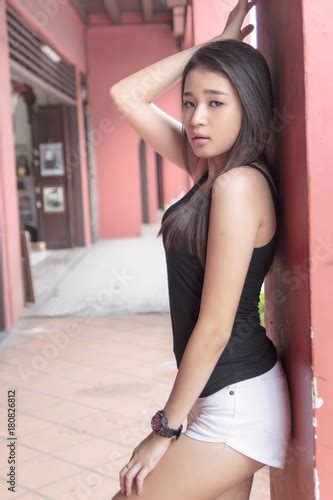 Sexy chinese girl posing at Melaka World Heritage City Stock Photo ...