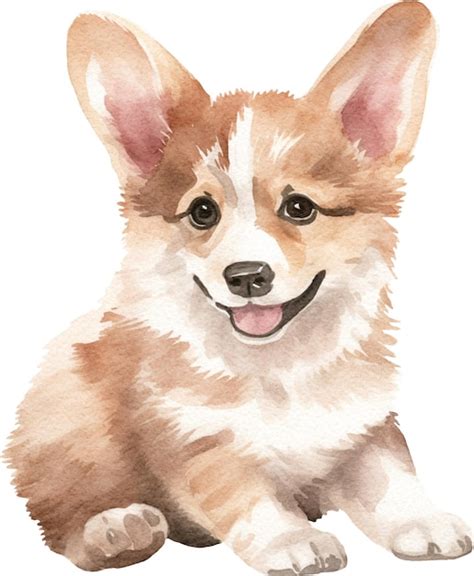 Premium AI Image | Corgi puppy watercolor illustration isolated on white