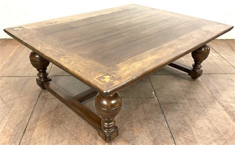 Lot - Spanish Style Wood Plank Top Coffee Table