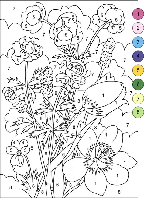nicoles  coloring pages color  numbers flowers coloring page