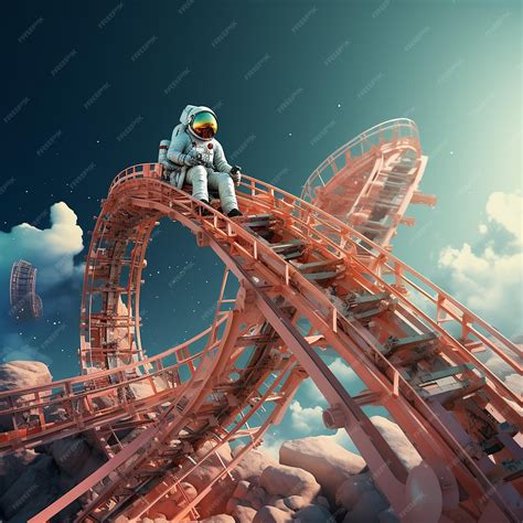 Premium Photo | Astronauts Riding a Rollercoaster Generative AI