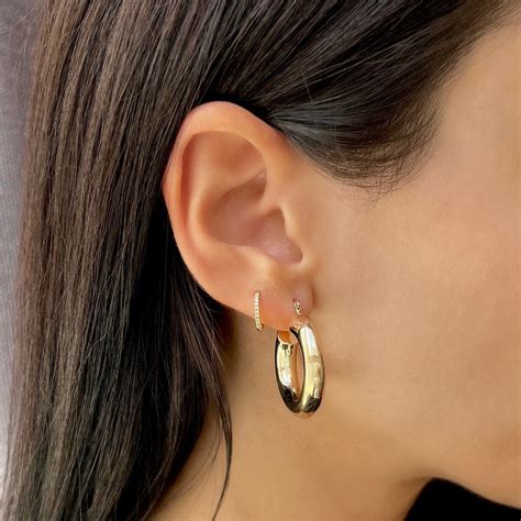 14K Gold 6mm Chunky Hoop Earrings – Baby Gold