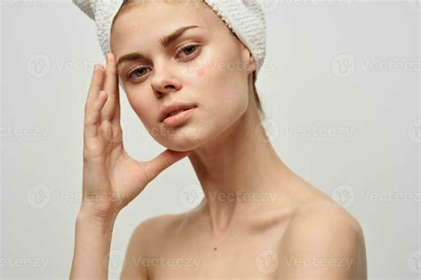 pretty woman bare shoulders dermatology isolated background 23702776