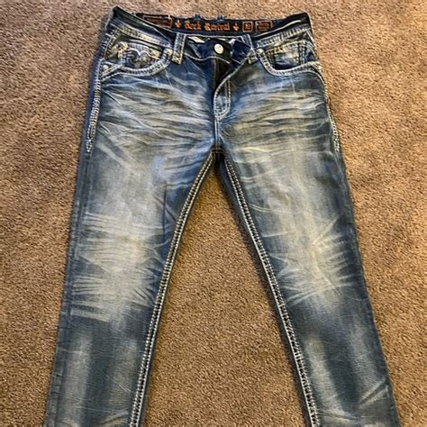 Rock Revival | Jeans | Mens Blue Cream Rock Revival Jean Size 38 | Poshmark