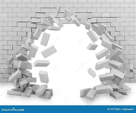 Wand Gebrochen Durch Wiedergabe 3d Stock Abbildung - Illustration von
