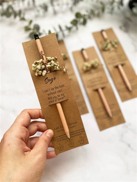 Personalized eco friendly pencil gifts for bridesmaid proposal bridal
