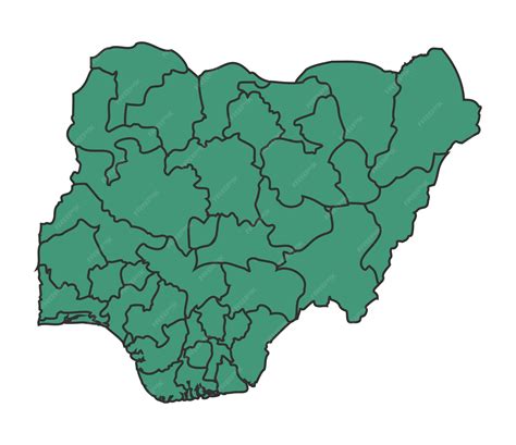 Green nigeria simple map with states border outline vector illustration