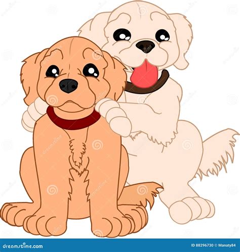 Cute Cartoon Golden Retriever Stock Vector - Illustration of happy, friend: 88296730
