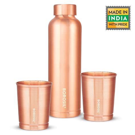 Borosil Copper Bottle w Copper Glass Set of 2 at Best Price Online in ...