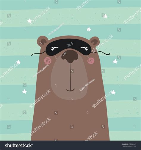 Good Night Print Cute Bear Lettering Stock Vector (Royalty Free) 692859343