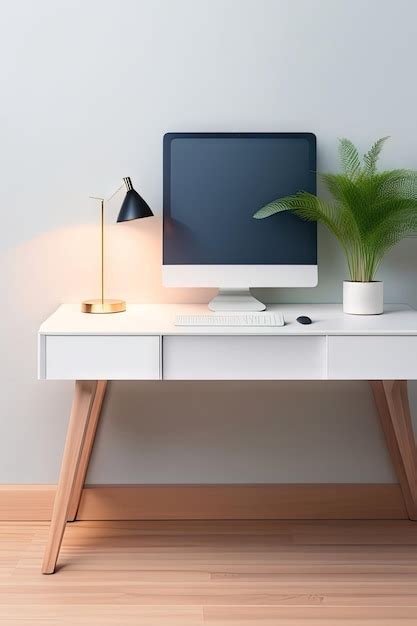 Premium AI Image | Home office empty desk with office supplies white ...