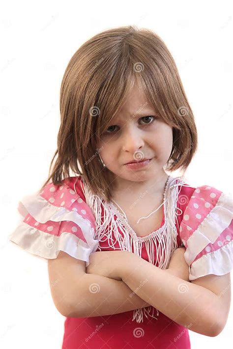Upset little girl stock image. Image of arms, girl, pink - 41910301
