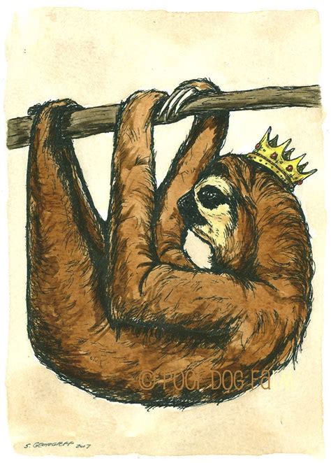 brown sloth king     original hand painted king