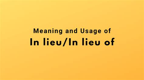financial term  lieu  meaning  usage