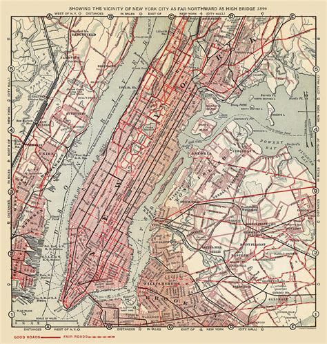 Railroad Map - New York City Northward High Bridge - 1894 - 23 x 24.19