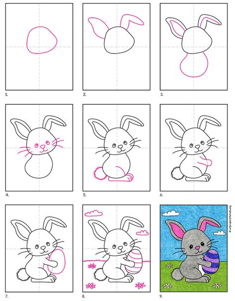how to draw an easter bunny for kids