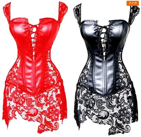 Sexy Steampunk Gothic Women Lingerie Bustier Corsets Leather Top Lace ...