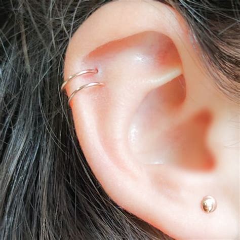 double hoop helix earrings twist helix earring double helix double