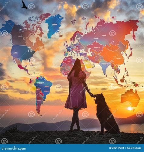 A Global Map With Animal And Human Silhouettes, Highlighting Regions