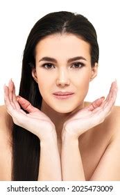 Portrait Beautiful Naked Brunette Girl Light Stock Photo 2025473009