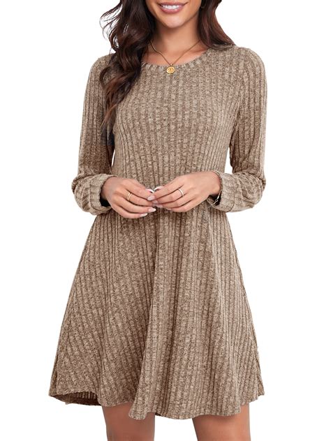 CRAYNER Long Sleeve Sweater Dresses for Women, Casual Fall Winter Dress